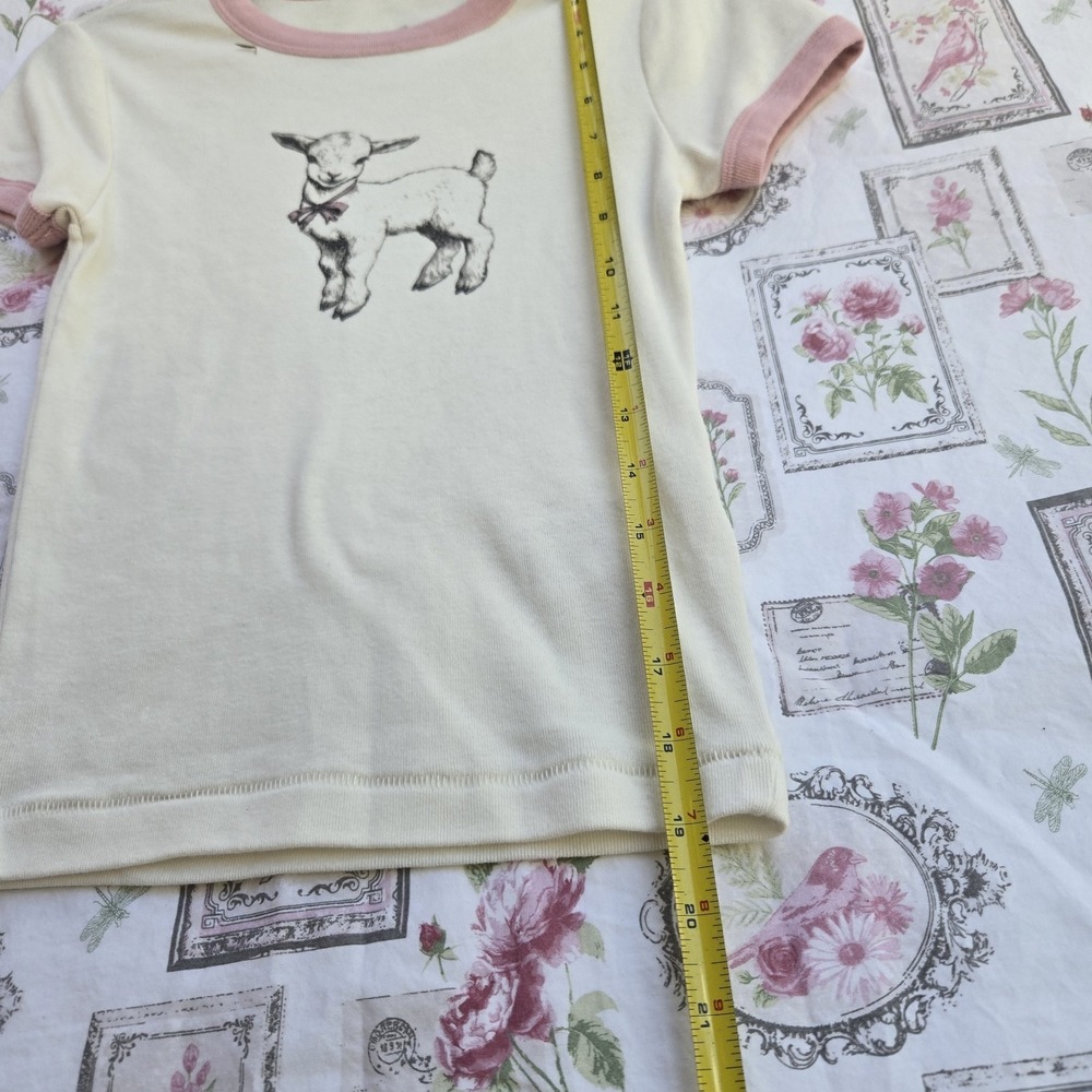 Kimchi Blue Too Perfect Baby Goat Graphic Ringer Baby Tee Urban Outfitters Small - Picture 9 of 9